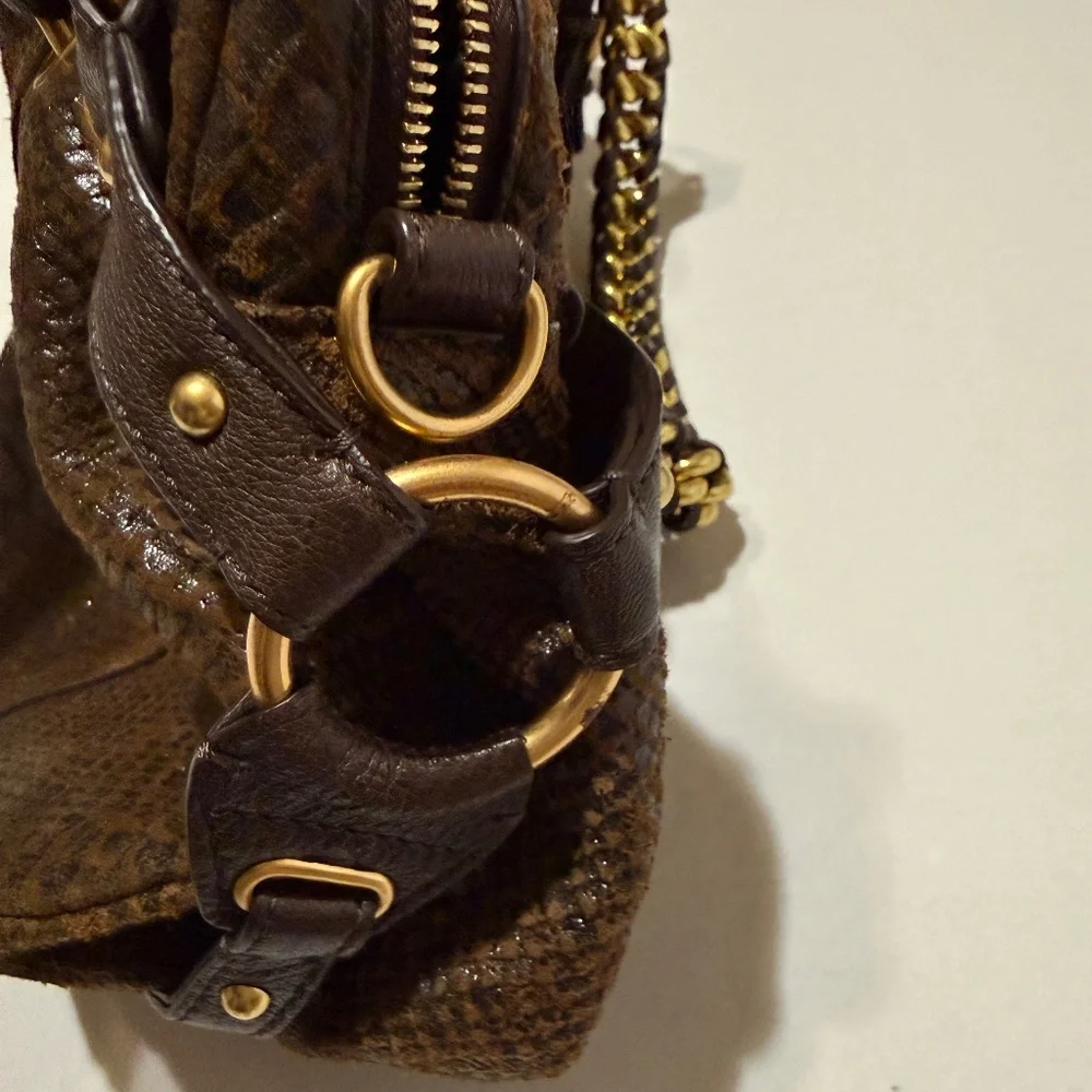 Michael Kors Brown Python Embossed Leather Satchel